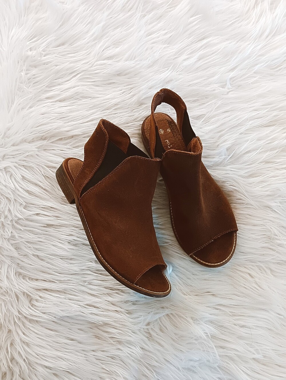 Musse & Cloud Brown Suede Leather Open Toe Slingback Ankle Boot Sandals 39 | 8